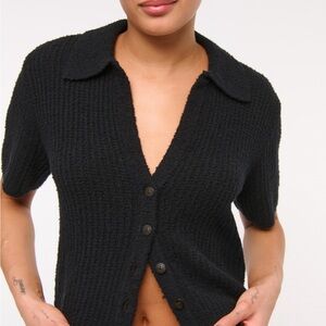 Abercrombie Short-Sleeve Crochet-Style Polo